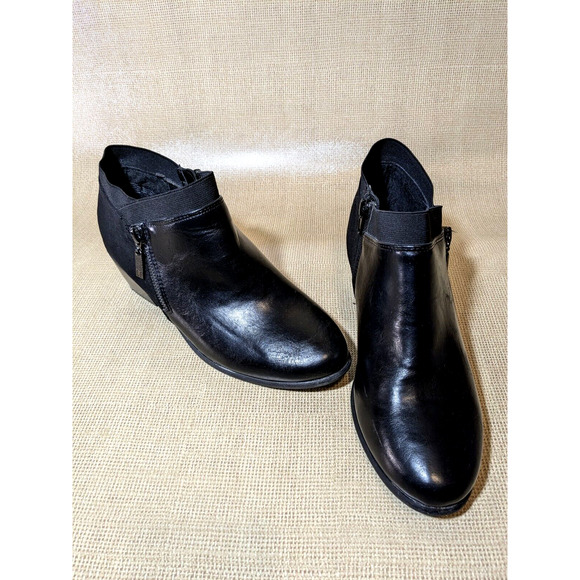 LONDON FOG Black Side Zipper Almond Toe Comfort Ankle Bootie Women's Size 9.5 - Picture 1 of 5